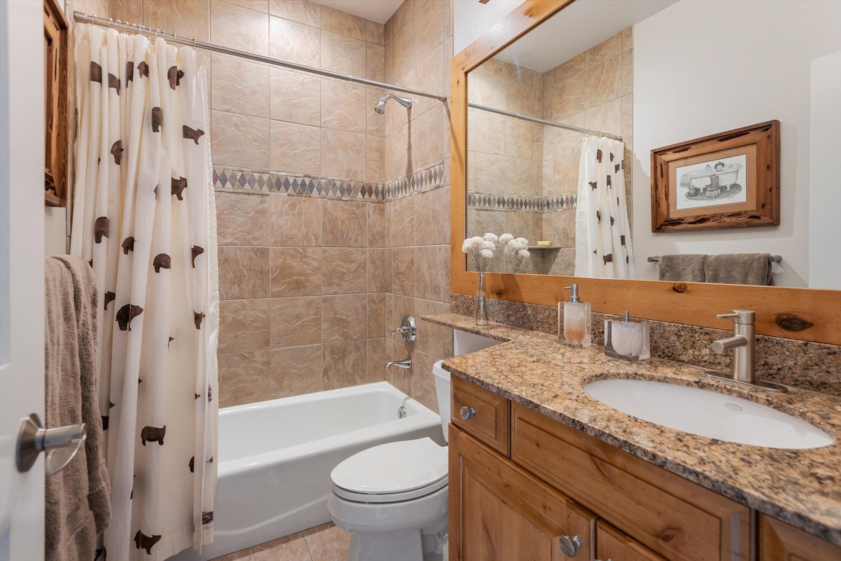 Bathroom vanity and shower